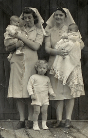 Childrens' ward, 2 Sisters with 3 patients, 1940s, Ballarat Base Hospital
