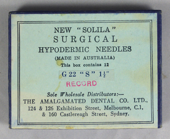 Solila Surgical Hypodermic Needles, Record, Size 22, Boxed