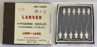 Lancer Hypodermic Needles, Luer Lock 26G, Boxed