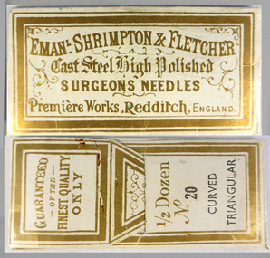 Emanl, Shrimpton & Fletcher Surgeons Needles - Curved Triangular, Size No 20, 1/2 Doz