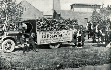 Firewood Gift to Hospital, Truck with Sign, in Sovereign Remedies Book