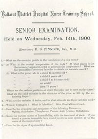 1900/02/14 Senior Nurse Exam - in Sovereign Remedies