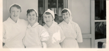 1953 Chalet Staff: Meg O'Neil, Edleen Cunningham, Wilma Phelps, Jenny Dunstan