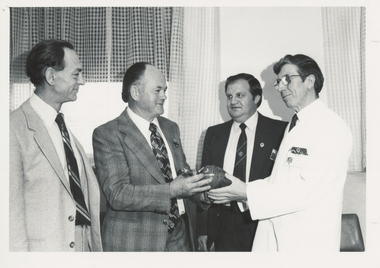 Dr J Griffiths -  President Board of Management, Mr Wren - Catering Dept (?last day), Mr John Bridger - CEO, Mr Dennis Barker - Caterer