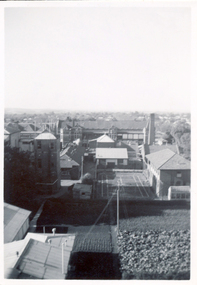 TB Chalet in left bottom corner & Wards 5 & 7 past tennis, taken from 5th floor of new nurses home at 7.30am