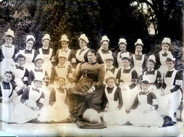 1891 Group: Matron Neilson & Nurses - in Sovereign Remedies - also in frame