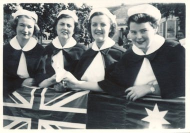 Queen Elizabeth visit  - 1954 - Judy Fitztpatrick, Winsome Menadue, Alison McGregor, Pat Callaghan