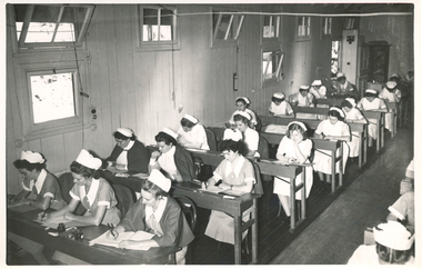 Classroom, desks, early 1940s
