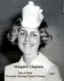 Margaret Chaplain - Top of State - Victorian Nursing Council Exams 1967