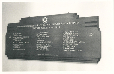 Ballarat Base Hospital Nurses, WW11 Honour Board