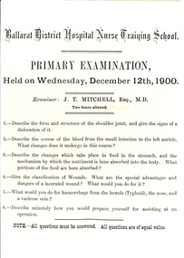 Primary Examination, Wednesday December 12th 1900
