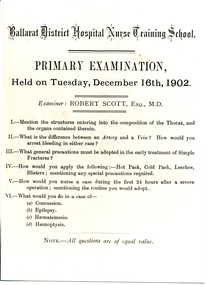 Primary Examination, Monday December 16th 1902