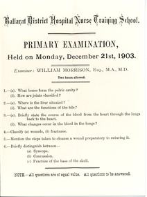 Primary Examination, Monday December 21st 1903