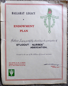 Ballarat Legacy Endowment Plan, "Student Nurses Association Ballarat Base Hospital" - ?1956
