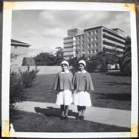 St John of God Nurses, early 1970s - Ballarat Base Hospital Nurses Home in background