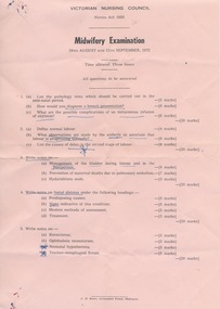Midwifery Examination - Aug & Sept 1972