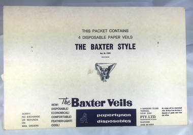 Packet x 4 Disposable Paper Veils, Baxter Style - Paperlynen Disposables Pty Ltd, Terrigal NSW