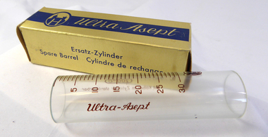 Spare Barrel for 30cc Syringe, Glass Boxed, Ultra-Asept, Made in Germany