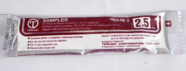 Sampler 2.5ml, Heparinised Syringe for Arterial Blood Collection, Terumo Corp Tokyo Japan