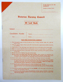 Victorian Nursing Council Examination Books, 20 Leaf x2