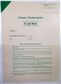 Victorian Nursing Council Examination Books, 6 Leaf x5