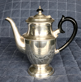Matron A M Brown, teapot presented to her Xmas 1933. Matron Ballarat Base Hospital 1929 - 1933
