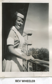 Class Jan 1957 - Bev Wheeler - on Balcony of Nurses Home