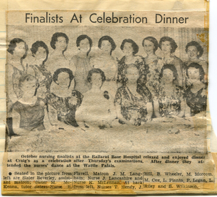 Class Jan 1957 - Finalists Celebration Dinner - Courier