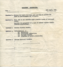 Midwifery Examination - 28th April 1965