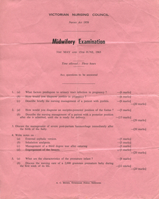 Midwifery Examination - 31st May & 15th June 1965