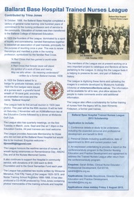 Health Matters - BHS Newsletter - Friday 28 June 2013 - Info about BBH Trained Nurses League