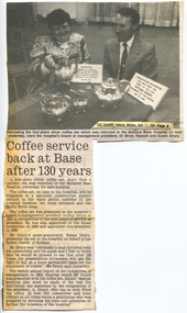 Arthur Drury, 1864 - Coffee Service back at Base Hospital after 130 years - April 1994, Ballarat Courier