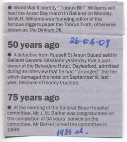 Ballarat Courier - Mr J. M. Baker, recognised for 34 years on Ballarat Base Hospital Committee, commenced 1899