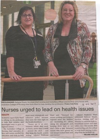 Ballarat Courier - Nursing Career, Regional Victoria - Leanne Shea, BHS Chief Nursing & Midwifery Officer with Kylie Ward, Chief Australian College of Nursing, May 2017