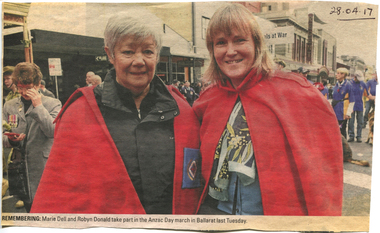 Ballarat Courier - ANZAC Day March 2017, Marie Dell & Robyn Donald - marching with BBH Trained Nurses League