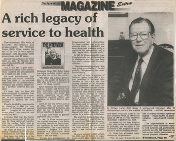 Ballarat Courier, Sat July 2nd, 1994 - Retirement Dr William Lister (Bill) Sloss, over 46 years service to community