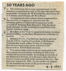 Ballarat Courier - Later Ballarat Doctors - W.A. Griffiths, G.T. James, W.A. Pryor, J. Bitten, B.A. Baker, Richardson, Greening, A.C.H. Salter, Dorney