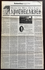 Ballarat Courier - "Medicine Men" by Peter Mansfield, history of pharmacists/chemists
