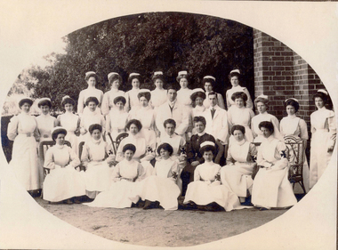 Matron Eagleton with Nursing Staff - Priscilla Wardle, far right, trainee Feb 1905 to March 1908