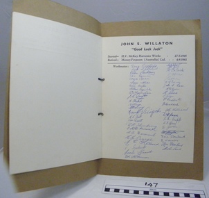 Card - John S Willaton Good Luck Jack Farewell Card, August 1961