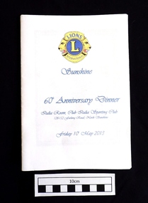 Booklet (2013), LIONS CLUB of SUNSHINE 60th Anniversary Dinner, 10 May 2013, 2013