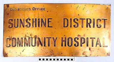 Plaque - Sunshine District Community Hospital Brass Plate