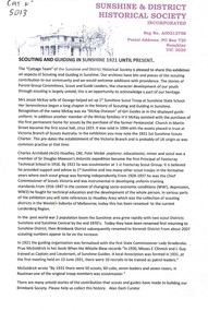 Document - Sunshine & District Historical Society, Scouting And Guiding Exhibition
