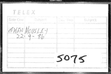Audio - Gwen Mousley 1986 Audio Tape, 22/9/1986