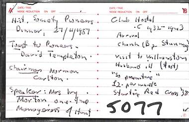 Audio - Sunshine And District Pioneers Dinner 1987 Audio Tape, 27/11/1987