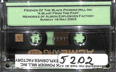 Audio - Friends of the Black Powder Mill A Blast From The Memories of Albion Explosives Factory Audio Tape
