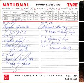 Audio - City Of Sunshine Council Meeting Tape Recordings 8th September 1975 To 21st October 1975