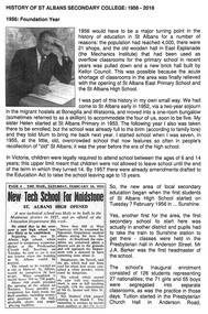 Document - History Of St. Albans Secondary College 1956 - 2016, Joseph "Joe" Ribarow et al