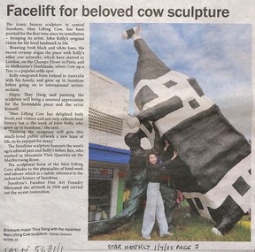 Article - Man Lifting Cow Sculpture, Star Weekly, 1st April 2025