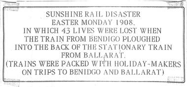 Archive - Sunshine And District Historical Society Sunshine Rail Disaster Exhibition